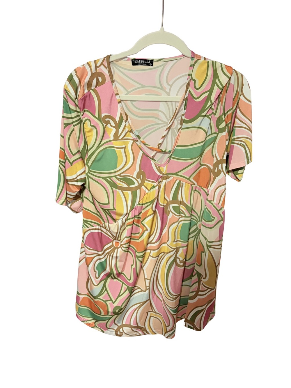 Heimish Large NWOT Paisley and Pastel Tunic with Crisscross Chest, Flowy